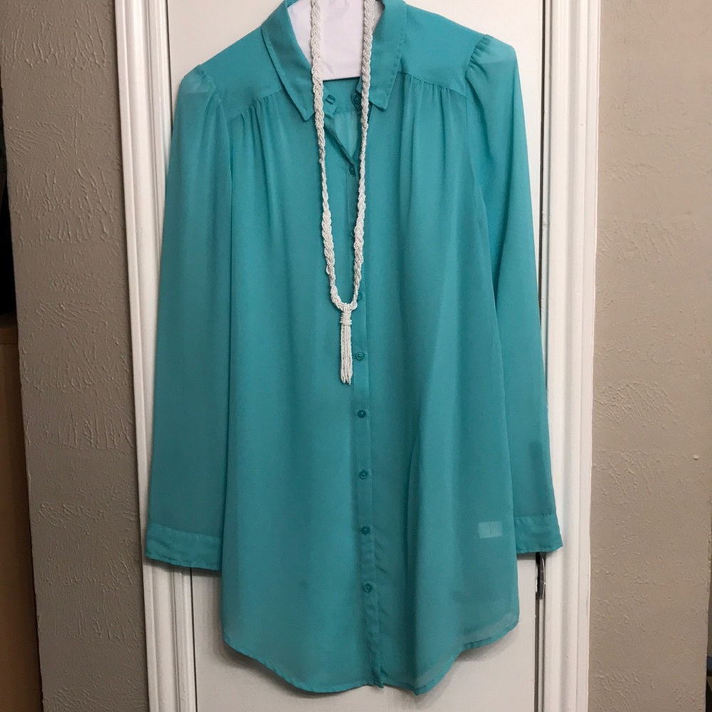 Frenchi sheer button down tunic